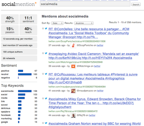SocialMention1 20 herramientas donde monitorizar un hashtag