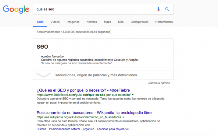 Ejemplo posicionamiento SEO sin keyword