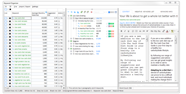 Herramienta Keyword Organizer